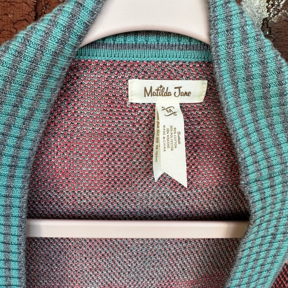Matilda Jane Mixed Print Cardigan MEDIUM‎ Plaid & Stripes Boho Fringe Vibrant - Picture 3 of 8